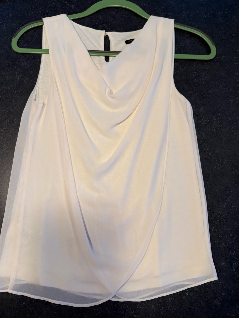 Ann Taylor Petite XXSP Ivory Draped Cowl Neck Sleeveless Blouse Layered Top